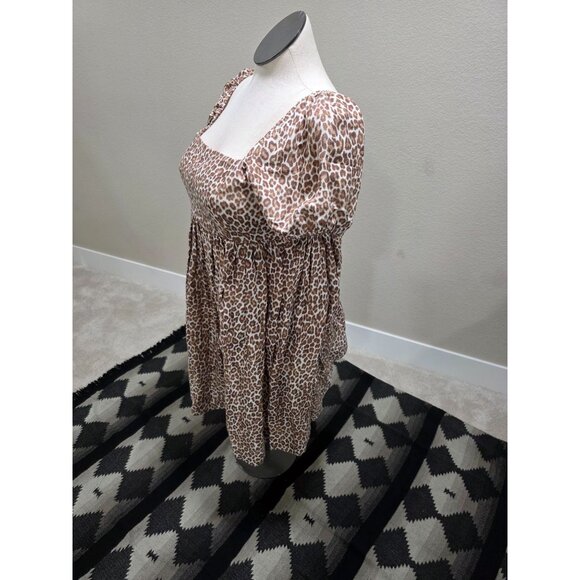 J.Crew Leopard Print Puff Sleeve Smocked Dress Size 12 - Picture 7 of 14